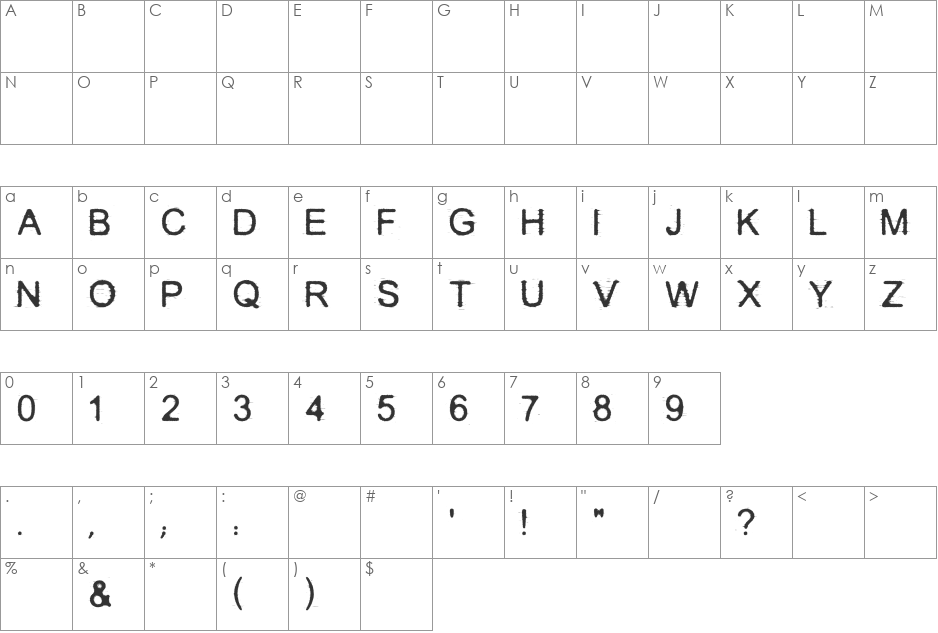 DECOST font character map preview