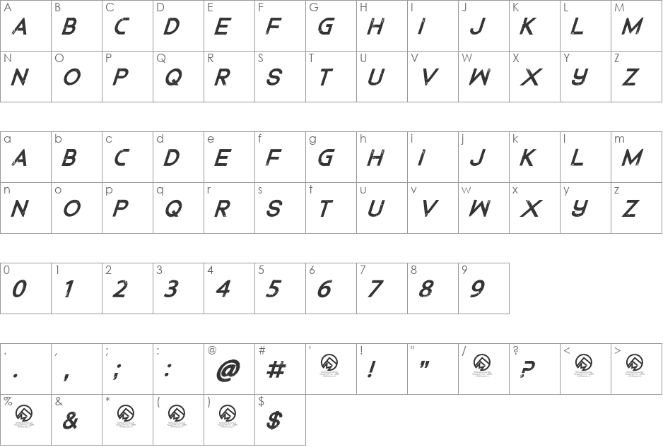 Dedecus Putro font character map preview