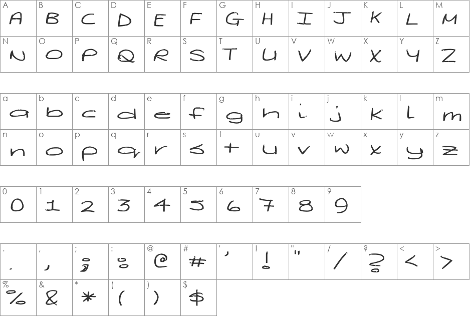Deegey font character map preview