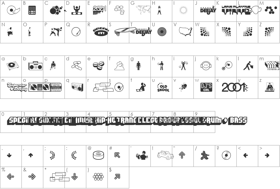 Deejay Supreme font character map preview