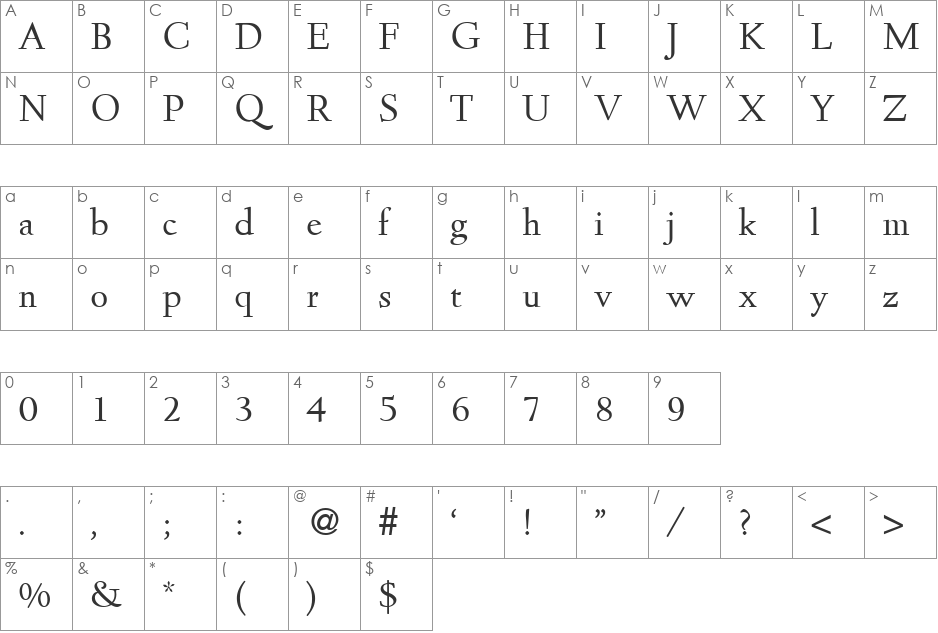 Deemster font character map preview