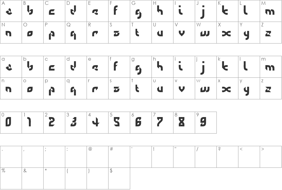 defaulterror font character map preview