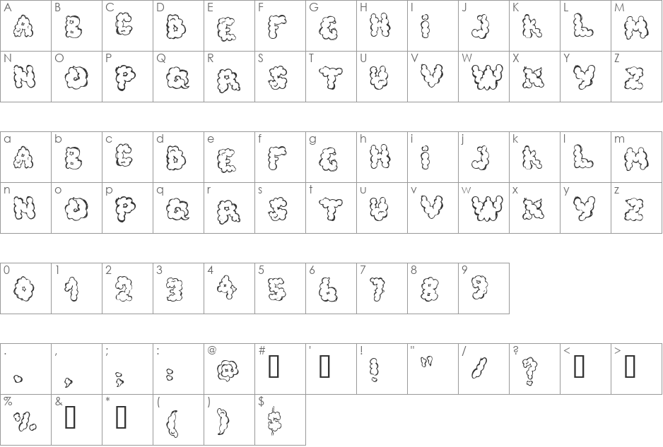 defecafont font character map preview