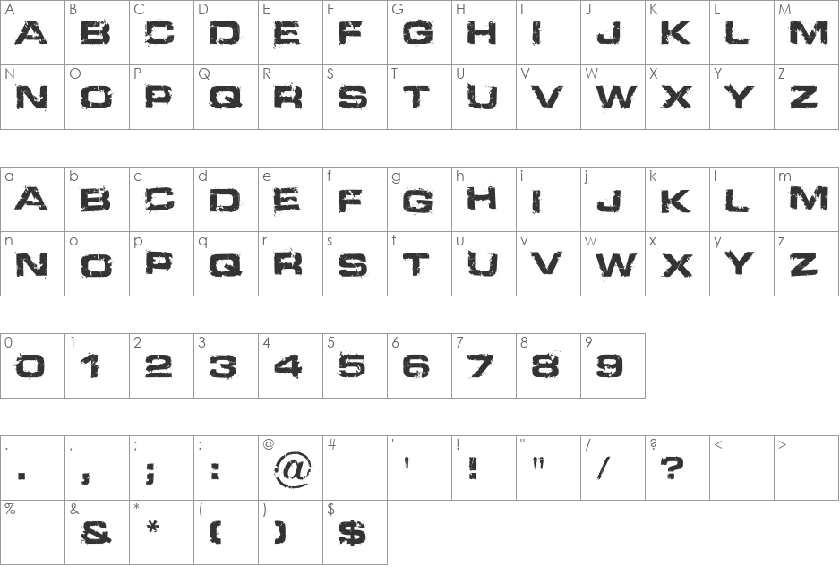 Defused font character map preview