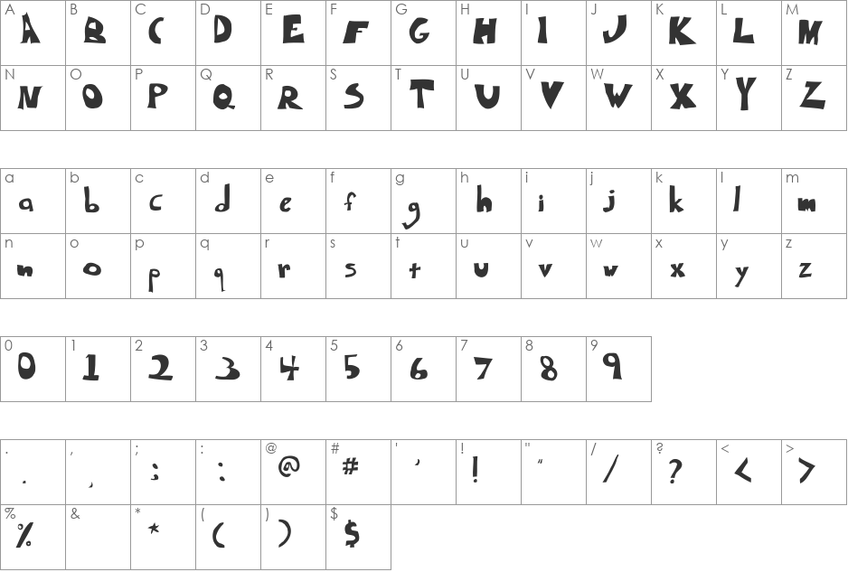 Degergamized font character map preview