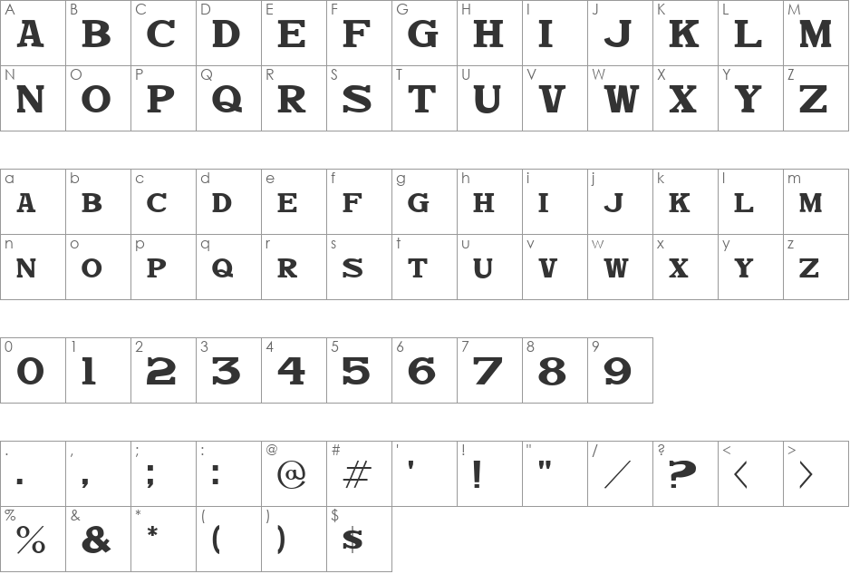 Dekka Dense JL font character map preview
