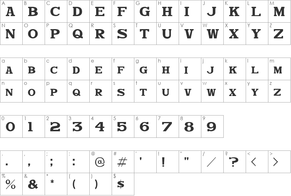 Dekka Dense JL font character map preview