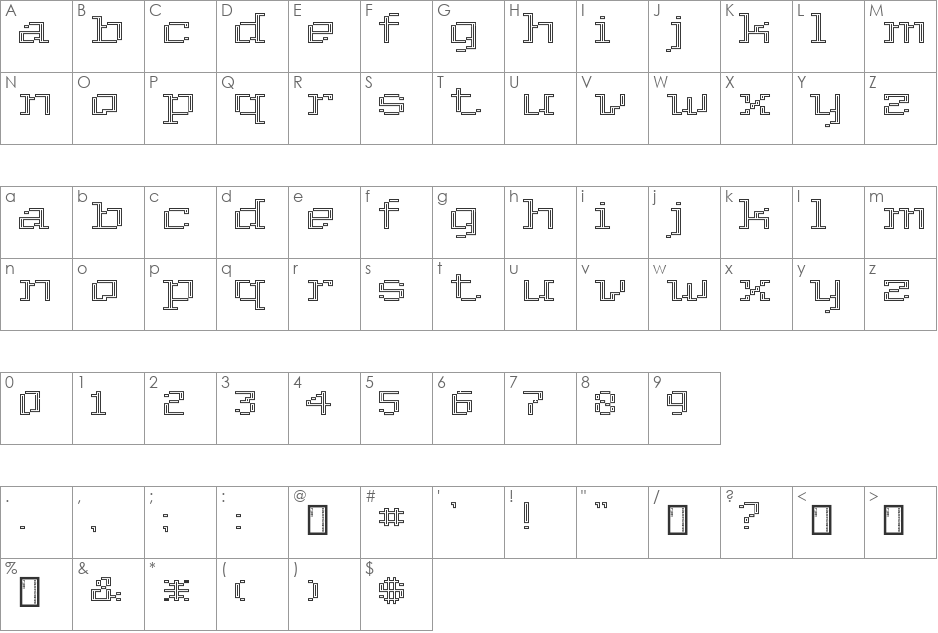 Deko font character map preview