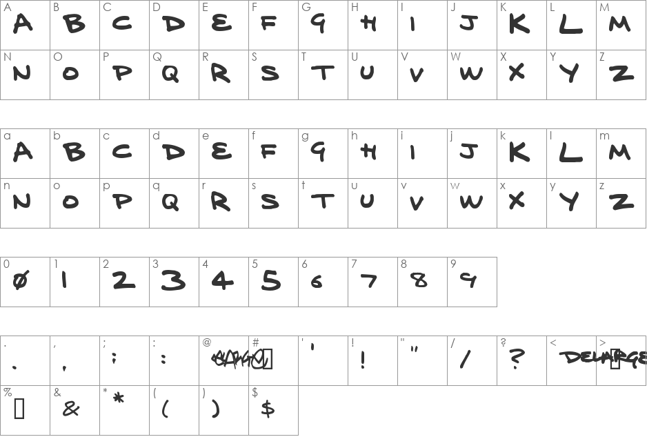 delarge marker pen font character map preview