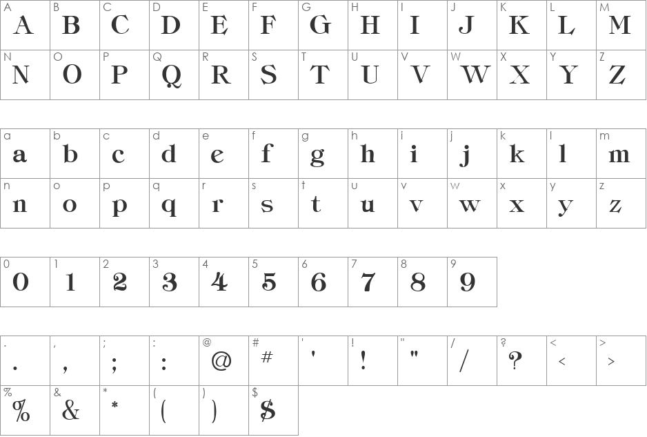 DelectSSK font character map preview
