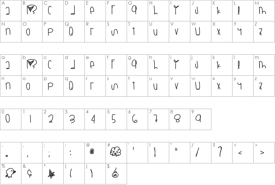 Deliberation font character map preview