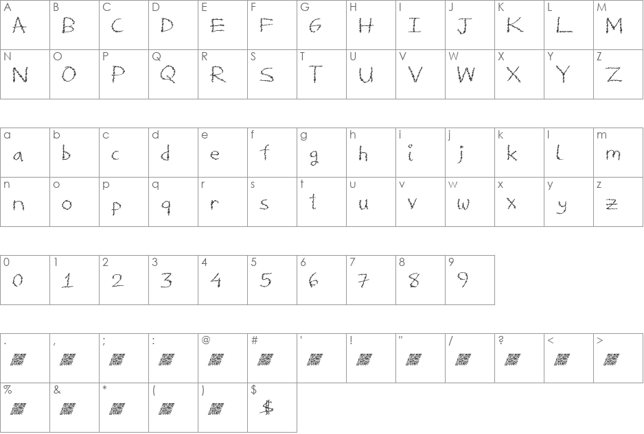 DeliciousFrosting font character map preview