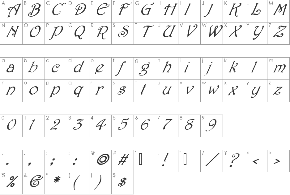 Delight It font character map preview