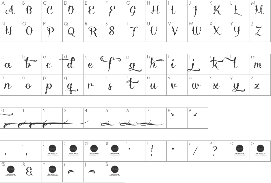 Delinquente Demo font character map preview