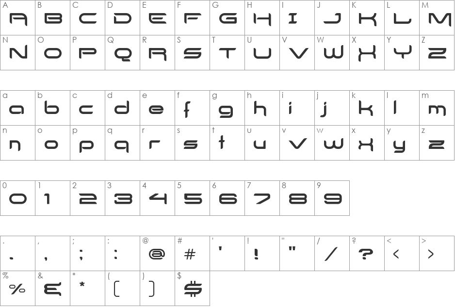 Delogs Goes Hi-Tech font character map preview
