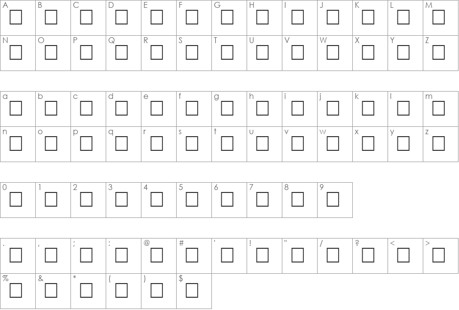 DELRAY font character map preview