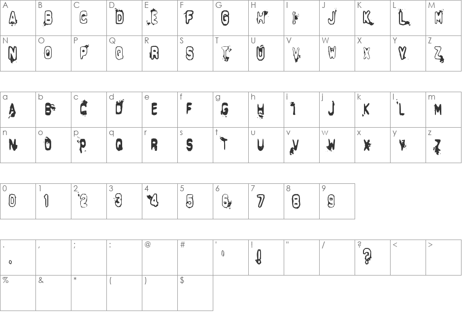 Delta Echo font character map preview