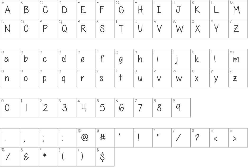 AllThingsPink font character map preview