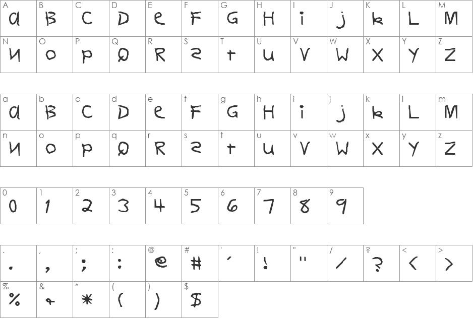 DELVIN font character map preview