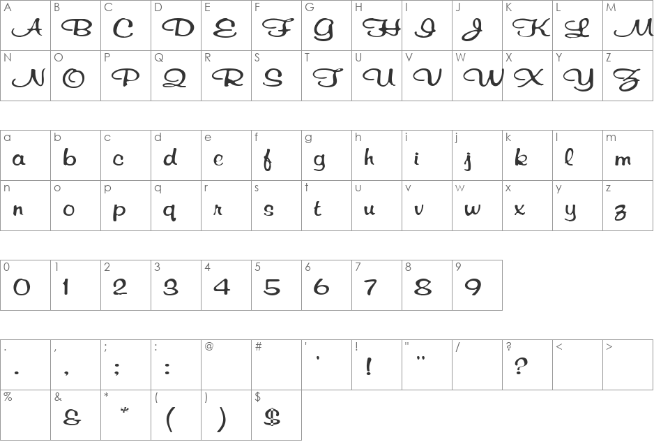 Demented 1 font character map preview