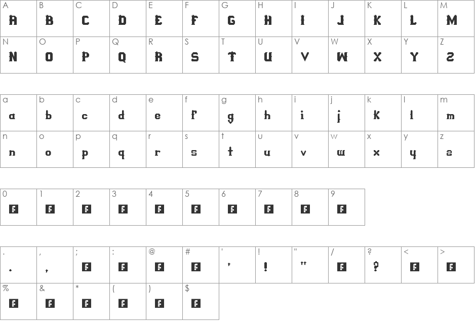 demigodz font character map preview