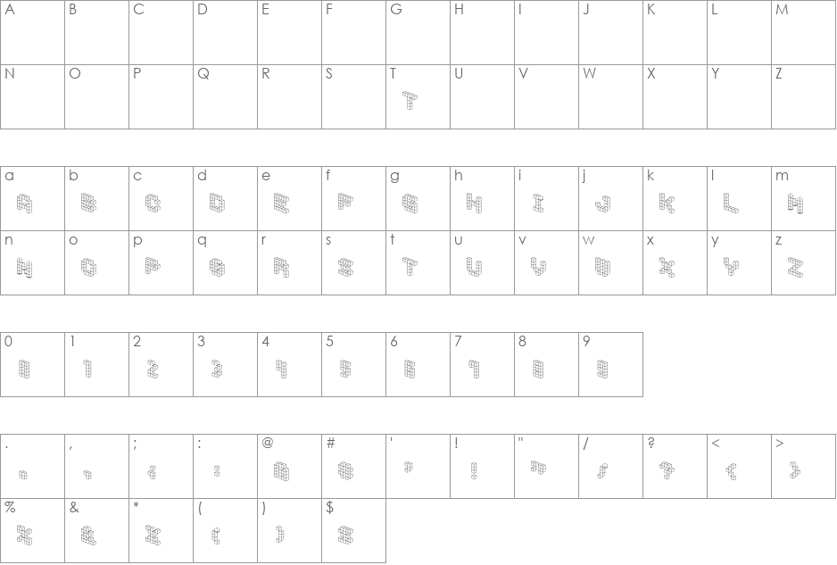 DemonCubicBlockFont font character map preview
