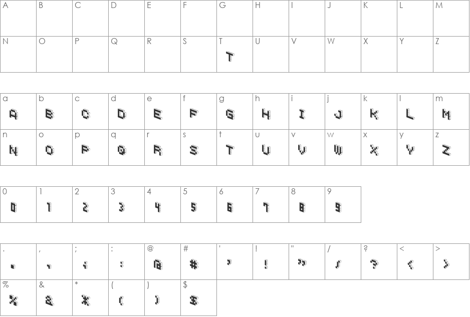 DemonCubicBlockFont Black font character map preview