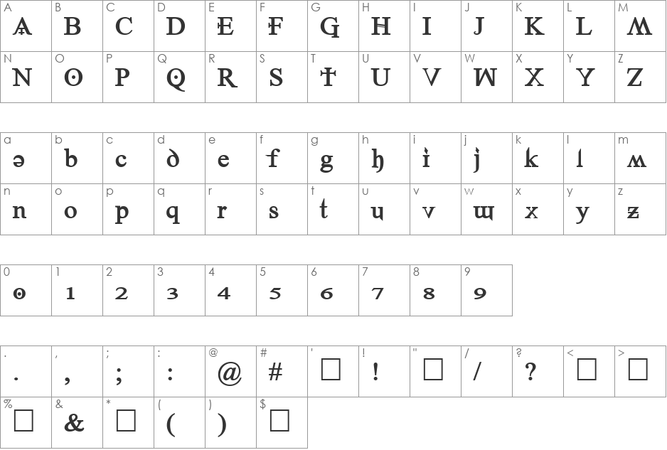 Denial2RegularBold font character map preview