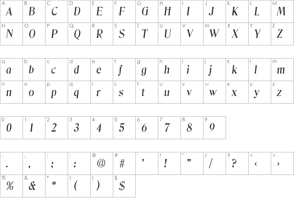 Denver-Serial-Medium font character map preview