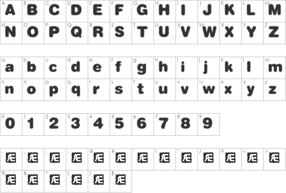 Dephunked (BRK) font character map preview