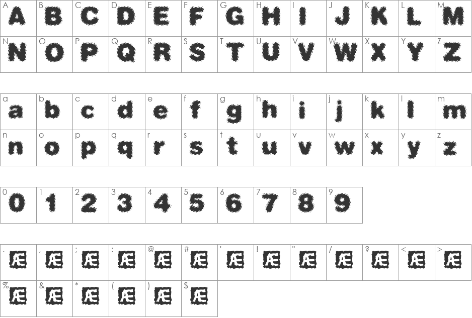 Dephunked (BRK) font character map preview