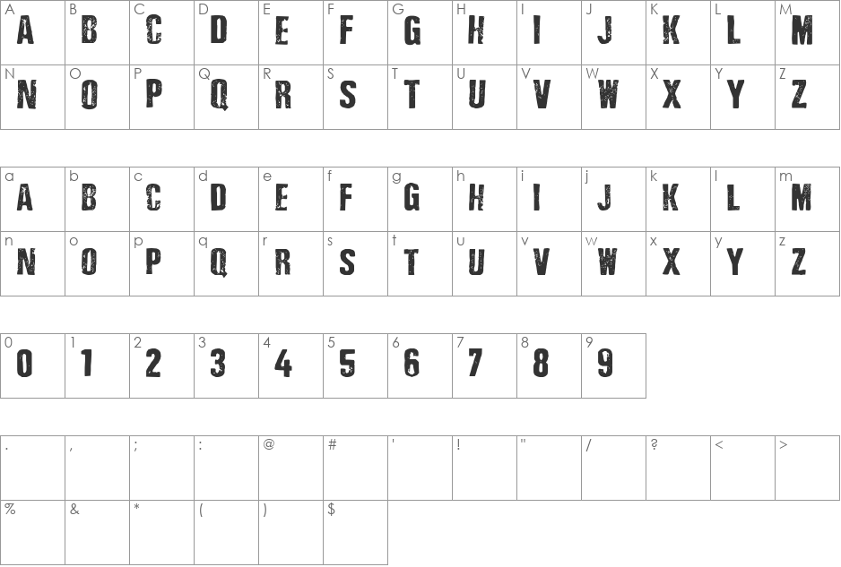 Depressionist 3 Revisited font character map preview