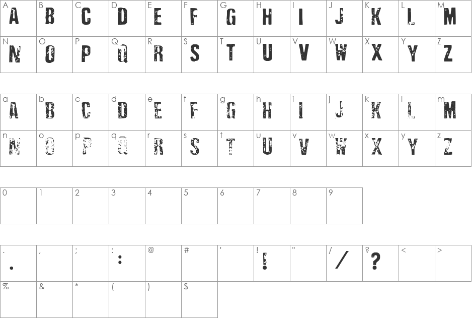 Depressionist Three font character map preview