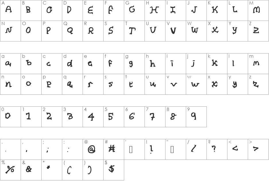 Almond_Milk font character map preview