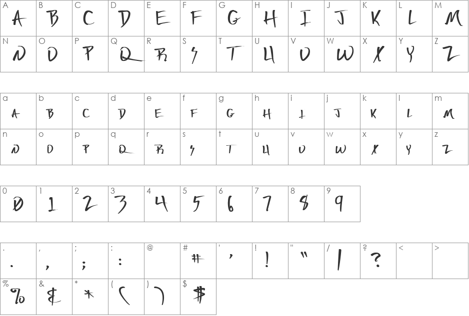 Deranged 4 font character map preview
