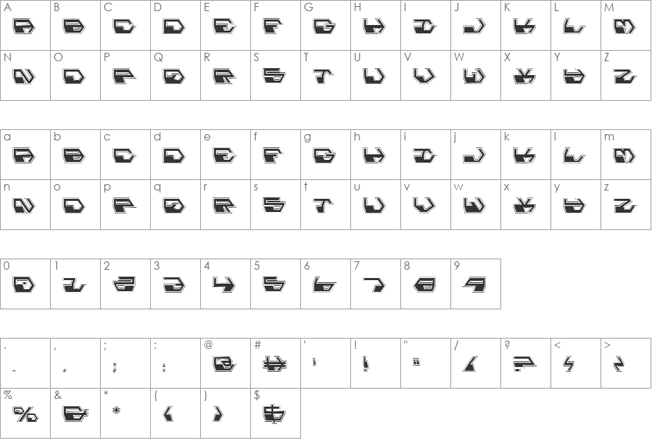 Deranian Pro font character map preview