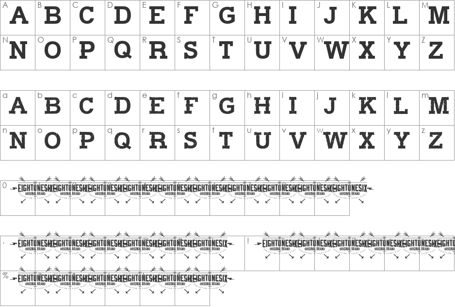 Derkon Serif font character map preview