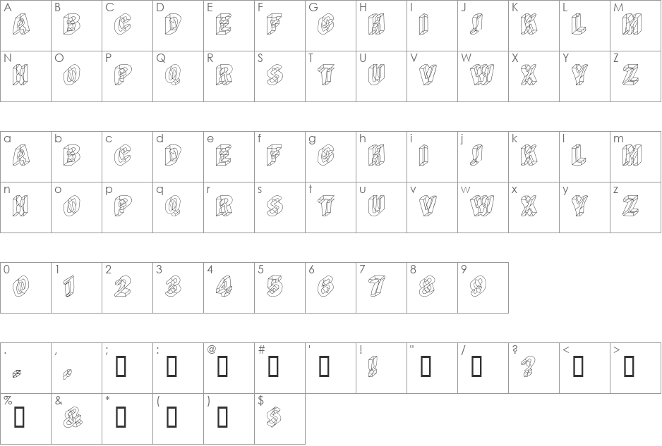Derrida font character map preview