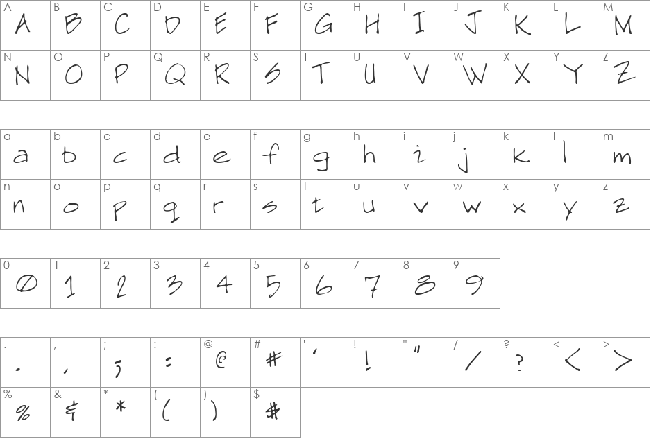 Designer 1 font character map preview