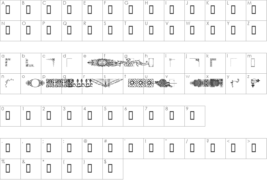 Designer Mix font character map preview