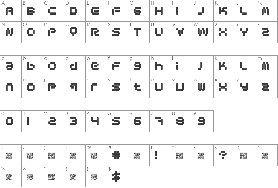DesignerPixels font character map preview