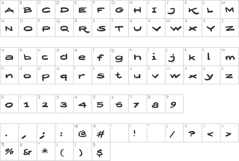 DesignerScript Plain font character map preview