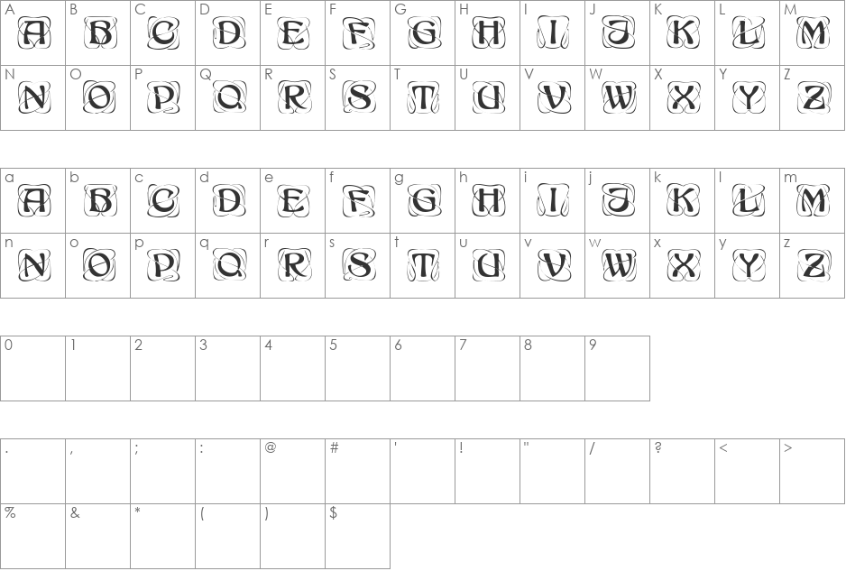 DesignerTitlingCaps font character map preview