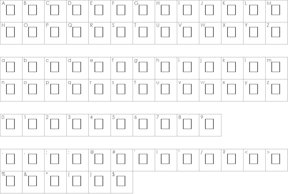 DESIROUS font character map preview