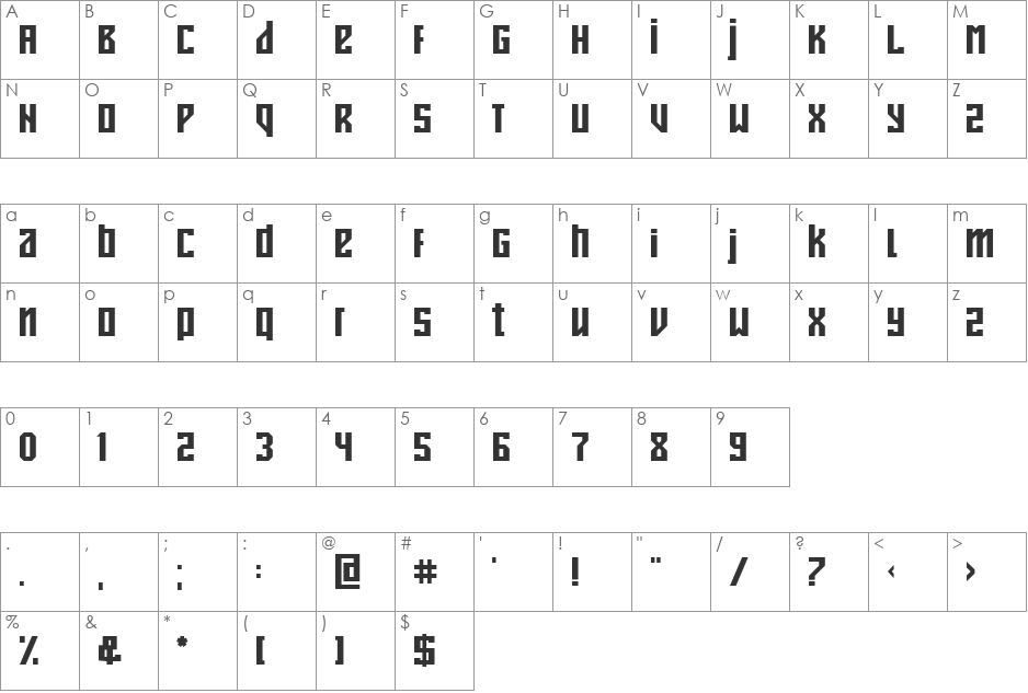 desonanz font character map preview