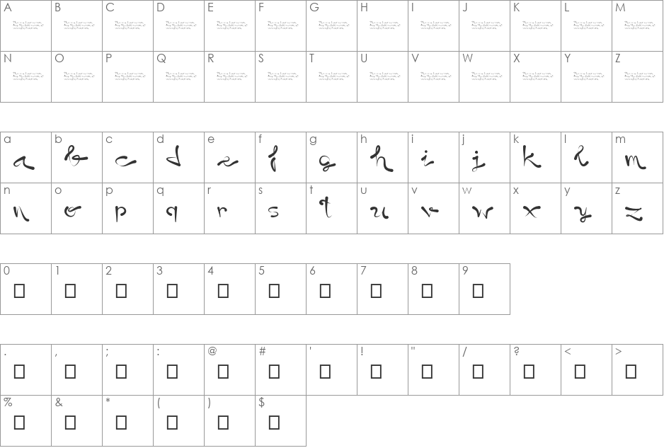 Destiny font character map preview