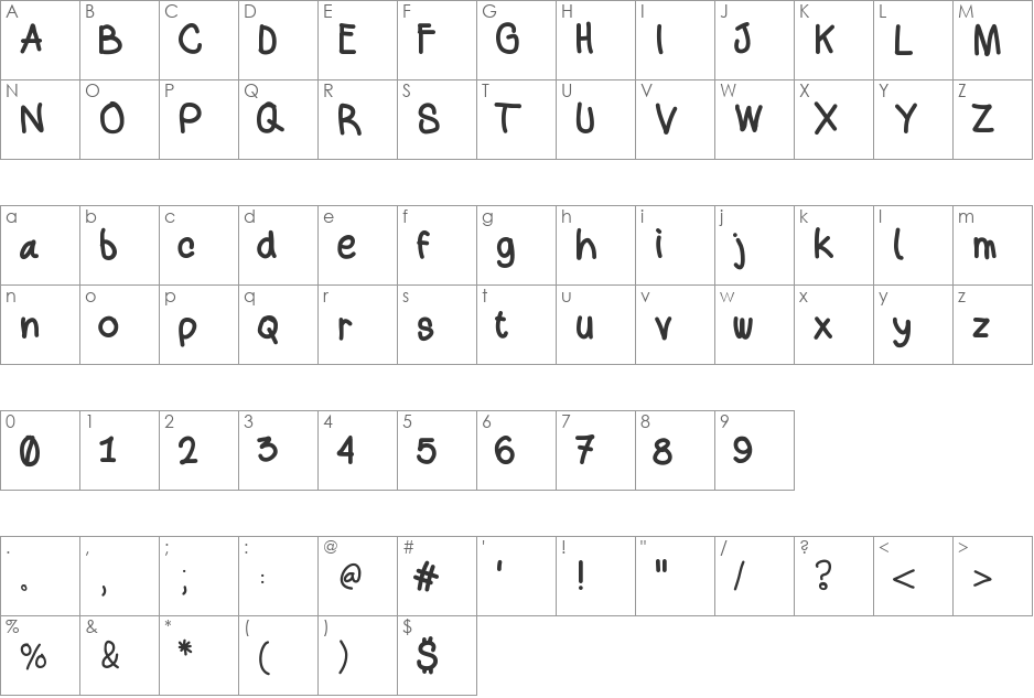 Abandonation font character map preview