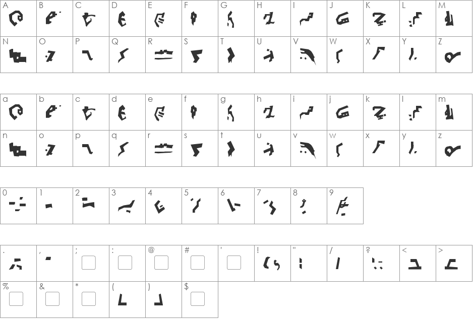 Destronic Grafitti font character map preview