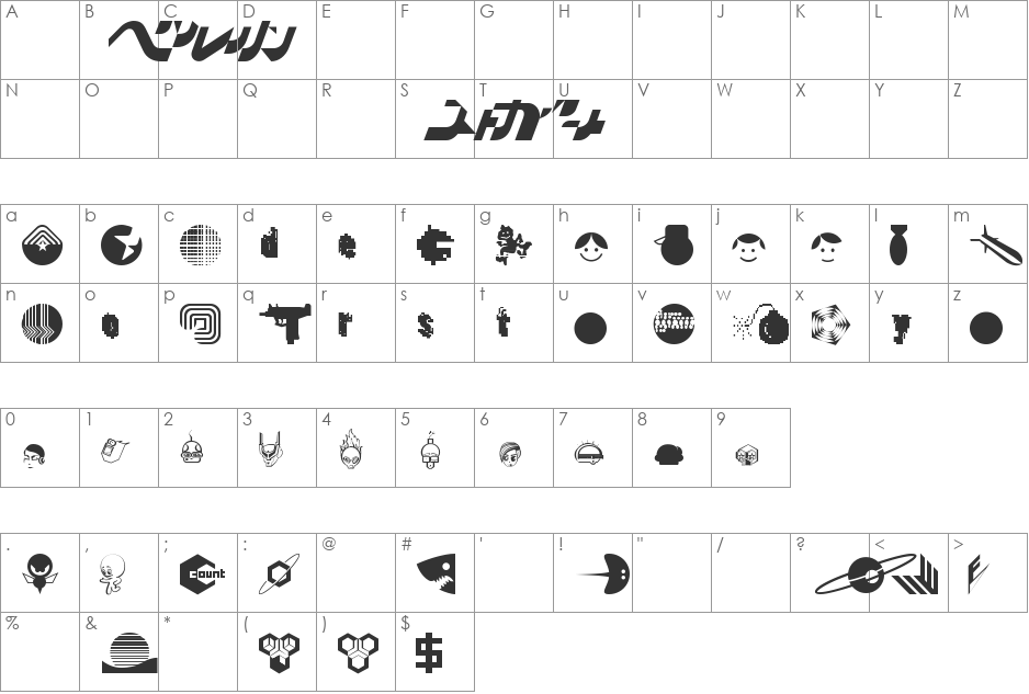 DestroyDingbats font character map preview