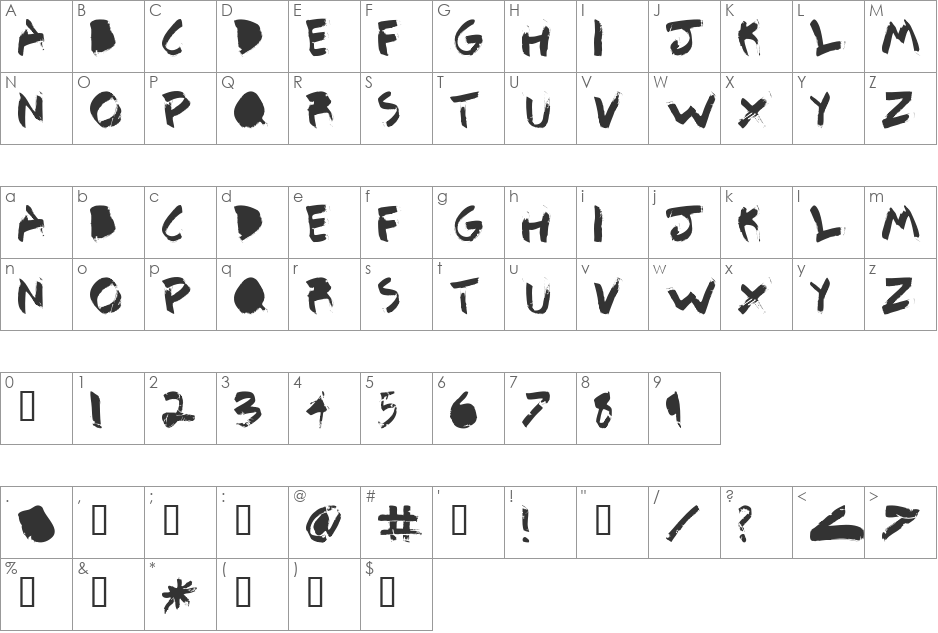 Detail BETA font character map preview